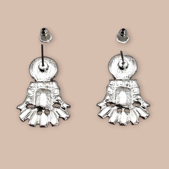 Adrienne Vittadini Studio Silver Rhinestone Statement Drop Earrings - NWT - Picture 5 of 7